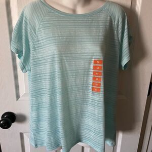 🆕 women’s Seven7 striped teal short sleeve tee shirt size medium